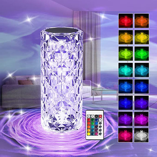 16 colors Crystal Diamond Table Lamp, USB Charging Touch Control Decorative (Rechargeable) - Kashtoor